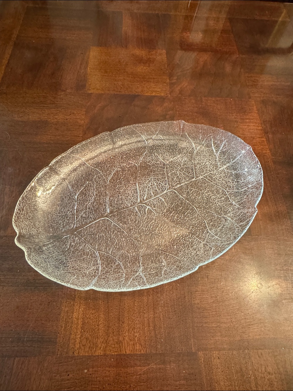 Vintage Aspen Leaf Platter Luminarc glass made in France